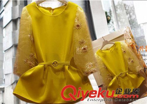 春季熱賣 2015春夏新款韓版氣質(zhì)貓咪印花長(zhǎng)袖連衣裙 顯瘦兩件套裝裙