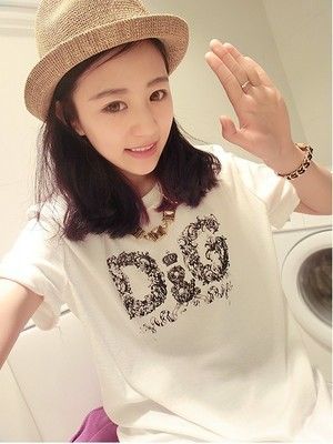 女式T恤 夏裝新款大碼女裝短袖女式T恤潮韓版顯瘦白色體恤短袖原始圖片2