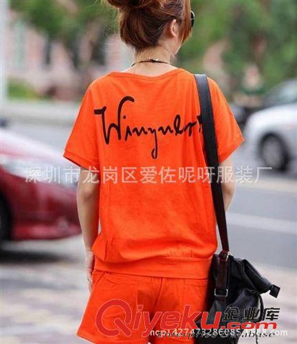 女式休閑套裝 大碼蝙蝠衫韓版T恤短褲女裝運動服套裝夏裝休閑套裝學生裝批發原始圖片2