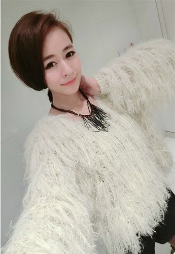 毛衣 韓國代購韓版寬松秋冬流蘇毛線 毛毛套頭毛衣針織衫上衣女裝原始圖片2
