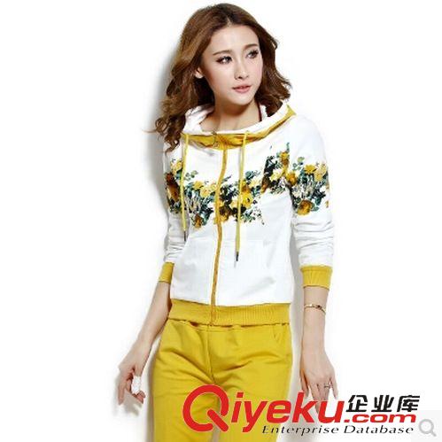 運(yùn)動(dòng)休閑套裝 6069 2015女款春秋時(shí)尚印花休閑衛(wèi)衣套裝大碼女裝潮原始圖片2