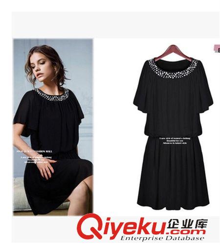 本月新款 歐洲站2014歐美dp秋季女裝新款黑色蕾絲拼接繡花優(yōu)雅連衣裙批發(fā)