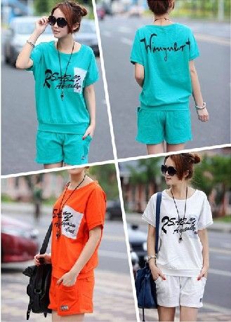 套裝~兩件套 2015夏裝新款 韓版女裝套裙短袖休閑運動衛(wèi)衣套裝4543#