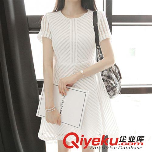 五月新款第四波 女裝一件代發2015夏裝新款韓版修身鏤空短袖收腰連衣裙女微信代理