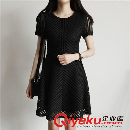 五月新款第四波 女裝一件代發2015夏裝新款韓版修身鏤空短袖收腰連衣裙女微信代理