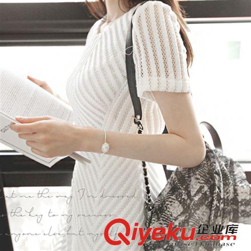 五月新款第四波 女裝一件代發2015夏裝新款韓版修身鏤空短袖收腰連衣裙女微信代理