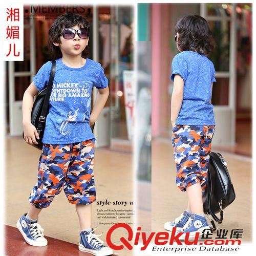 2015夏季童裝 批發 夏季新款男童套裝韓版童裝大象印花短袖中大童運動套裝66011