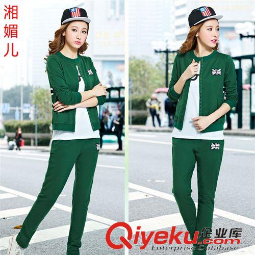 2015春季情侶套裝 女裝 班服批發(fā) 春秋季男女休閑裝韓版圓領(lǐng)拼色修身情侶運(yùn)動(dòng)套裝8244