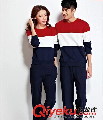2015春季情侶套裝 女裝 班服批發(fā) 春秋季男女休閑裝韓版圓領(lǐng)拼色修身情侶運(yùn)動(dòng)套裝8244原始圖片2