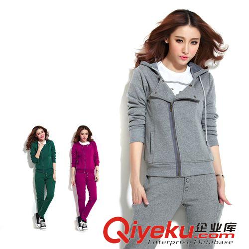 下架區(qū) 批發(fā)冬季新款韓版時(shí)尚女裝大碼加絨連帽開衫休閑運(yùn)動(dòng)套裝6889