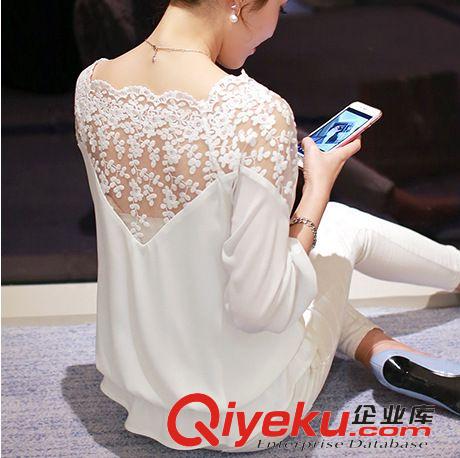 2015年爆款女裝上新中... 2015春夏新款 韓版寬松拼接蕾絲小衫七分袖女式上衣原始圖片3