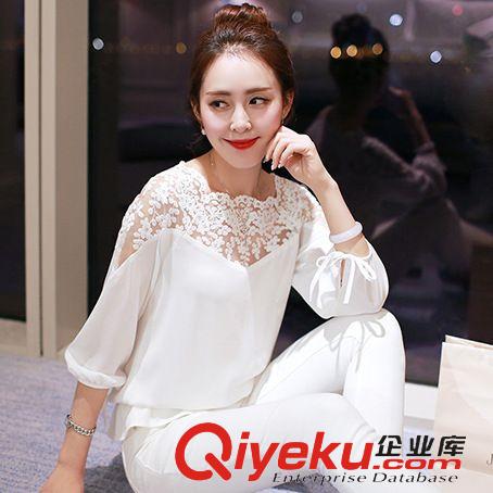 春夏爆款分類 2015夏季新款 OL通勤飛飛袖女雪紡衫女夏 純色系帶短袖雪紡上衣