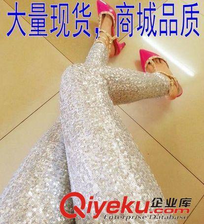 爆款女褲 2015外貿(mào)原單春裝新款 金色亮片打底褲 大碼全亮片褲子韓版潮顯瘦原始圖片2