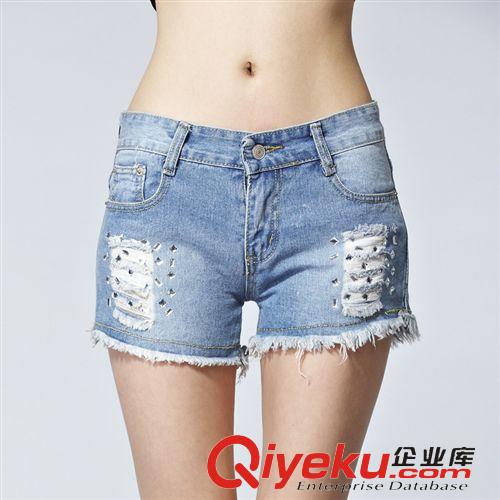 夏季短褲 實(shí)拍牛仔短褲2015女裝夏季新款大碼寬松顯瘦破洞牛仔熱 短褲原始圖片3