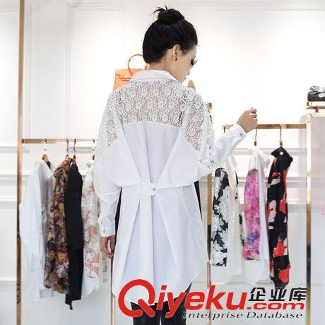 女式襯衫 2015春裝新款韓版OL拼接長袖翻領(lǐng)打底衫女裝雪紡衫襯衫
