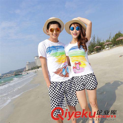 新品速遞 {zx1}韓版夏季出游必備全棉沙灘裝情侶套裝卡通印花短袖套裝 599L