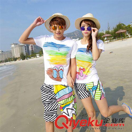 新品速遞 {zx1}韓版夏季度假旅游純棉沙灘裝情侶套裝卡通印花短袖套裝 599J原始圖片3