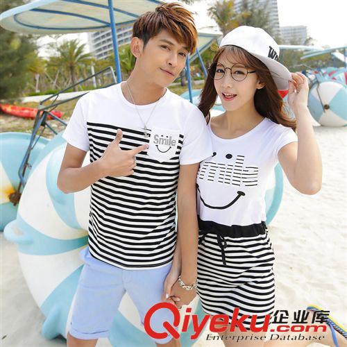新品速遞 韓版情侶裝夏季新款圓領(lǐng)印花短袖qlz 女連衣裙 夏t恤衫 批發(fā)597J