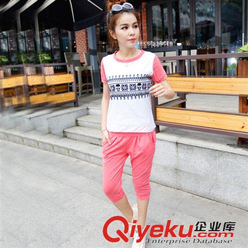 2015夏季4月10新款 2015新款套裝夏季女裝個(gè)性時(shí)尚印花兩件套 高端休閑運(yùn)動(dòng)套裝女原始圖片3
