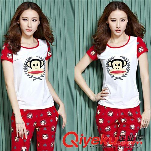 女式精品爆款專區(qū) 2015 新款女裝 夏 套裝大碼 高品質(zhì)純棉圓領(lǐng)印花休閑運(yùn)動(dòng)套裝女原始圖片3