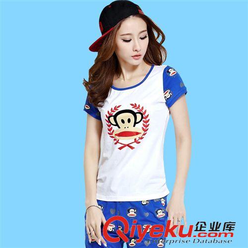 春夏裝新品 2015 新款女裝 夏 套裝大碼 高品質(zhì)純棉圓領(lǐng)印花休閑運(yùn)動(dòng)套裝女原始圖片2
