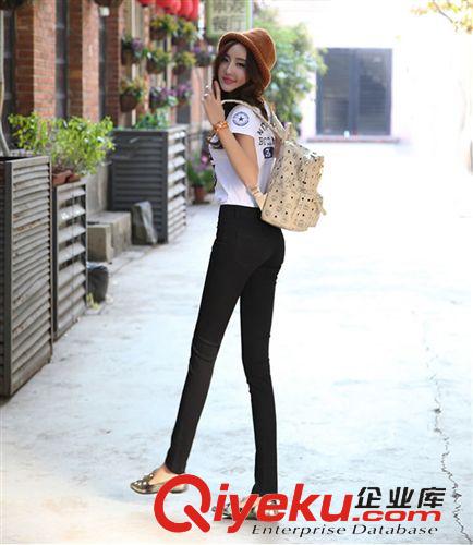 女褲 歐洲站2015春夏韓版潮白色牛仔褲女 高腰修身顯瘦小腳鉛筆長褲原始圖片3
