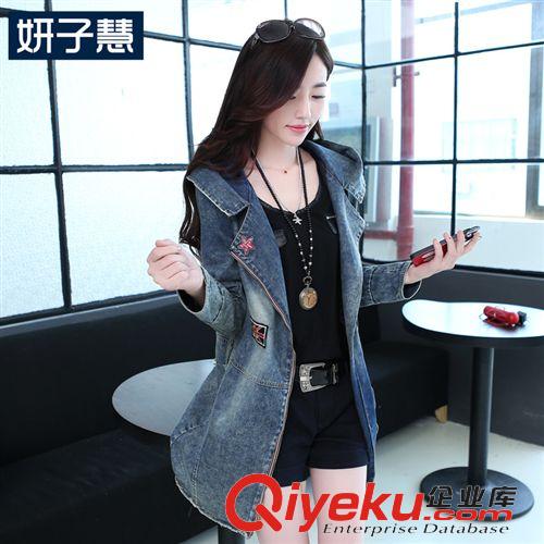 牛仔系列 牛仔短外套女修身長袖連帽風(fēng)衣 韓版休閑百搭顯瘦上衣