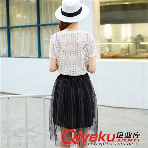 5月新款 2015女裝連衣裙夏季新款韓版蕾絲網紗裙套裝春夏兩件套連衣裙原始圖片2