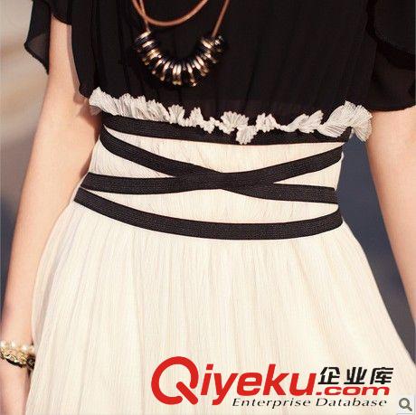 夏季新款 2014 夏季韓版雪紡短袖修身大碼顯瘦款長(zhǎng)裙連衣裙潮(送裹胸哦）原始圖片3