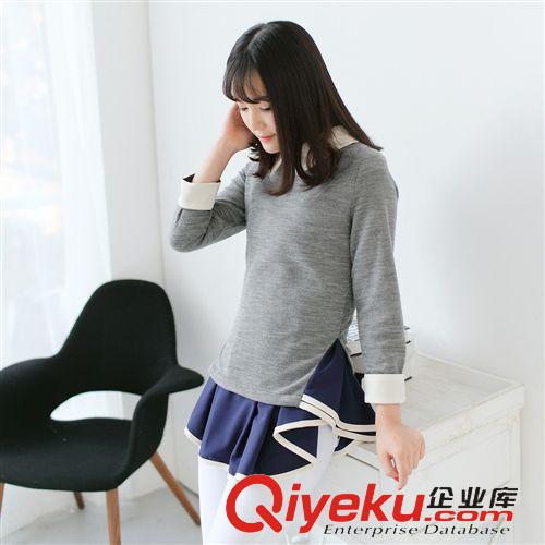 女式衛(wèi)衣、絨衫 2014韓版女裝 秋冬季時(shí)尚新款~百搭不規(guī)則荷葉邊翻領(lǐng)長(zhǎng)袖上衣E313原始圖片3