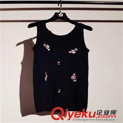 【5月新款】 韓國代購2015夏季新款韓版刺繡花朵針織衫無袖背心打底衫原始圖片3