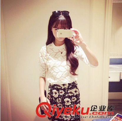 【3月新款】 2015新款春季套裝裙女蝴蝶結小香風蕾絲蓬蓬裙兩件套裝連衣裙