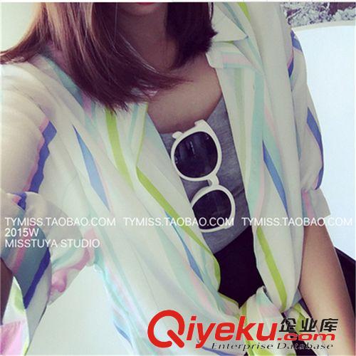 [防曬衣] 2015春夏新款女裝歐根紗印花短款白色透明棒球服衫短外套防曬衣女