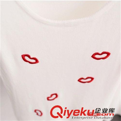 【上裝專區(qū)】 夏裝2015歐美新款慵懶風(fēng)口紅印花中長款無袖T恤女不規(guī)則圓領(lǐng)背心原始圖片2