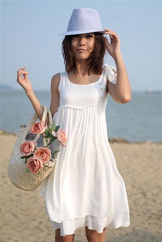 裙子 2015夏裝新款韓版純棉吊帶連衣裙無袖圓領純色海邊度假沙灘短裙女