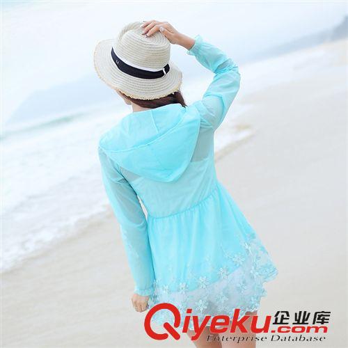 五月{dy}期 2015實拍中長款超薄沙灘防曬衣女長袖連帽大碼防紫外線外套