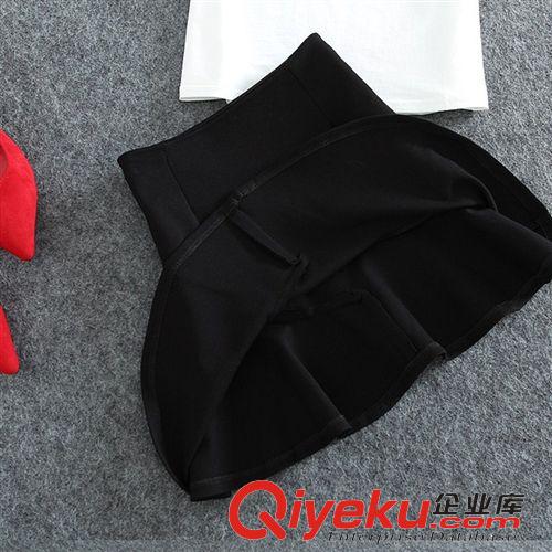 四月新三期 2015夏裝新款紅唇亮片純棉T+高腰包臀小擺裙套裝原始圖片2