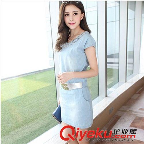 牛仔系列 2015爆款連衣裙韓版裙子大碼女裝燙鉆牛仔連衣裙