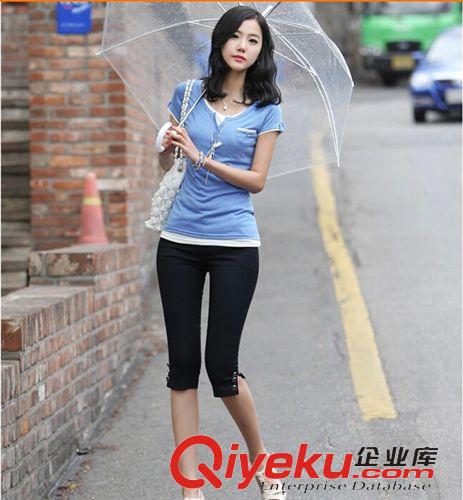 4月新款第二波 現(xiàn)貨新款韓版七分褲 女夏 修身女休閑褲彈力大碼薄褲子原始圖片3