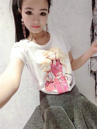 4月新款第三波 2015新款歐美卡通圖案芭比娃娃時尚百搭短袖棉質T恤 前后花印原始圖片3