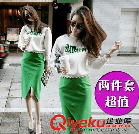 2015年3月{dy}周新款 2015新款連衣裙女兩件套長袖韓版毛呢連衣裙半身裙中長款裙子