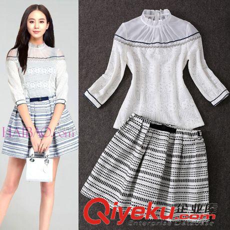 2015年3月{dy}周新款 2015新款連衣裙女兩件套長袖韓版毛呢連衣裙半身裙中長款裙子