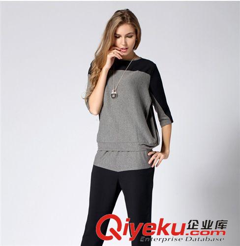 樂樂　速賣通外貿爆款2015 2015春裝裝新款大碼女裝胖mm兩件套寬松衛衣休閑運動套裝原始圖片2