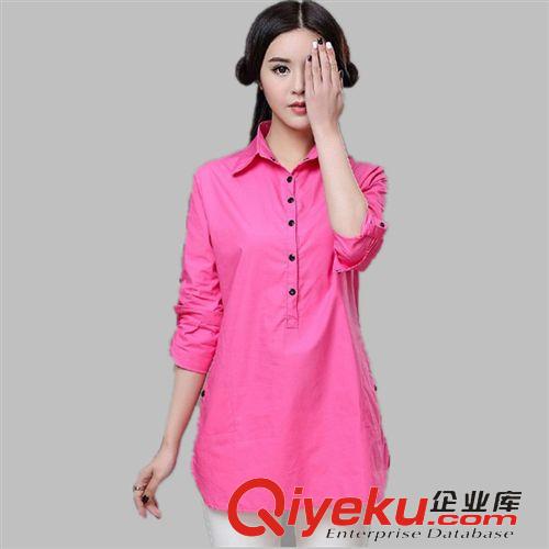 D 女式襯衫長(zhǎng)袖春裝新款韓版氣質(zhì)修身時(shí)尚百搭上衣中長(zhǎng)款襯衣潮原始圖片2