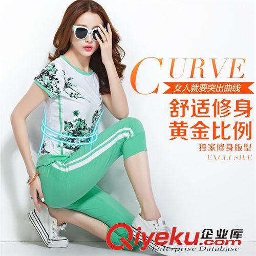 2015休閑套裝 2015歐美大碼女裝夏裝胖MM新款復(fù)古圓點(diǎn)雪紡衫哈倫七分褲兩件套