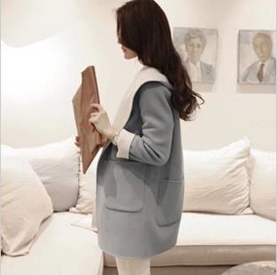 {zx1}時尚外套 韓國東大門冬季新款女式毛呢子加厚外套韓版純色連帽大衣女