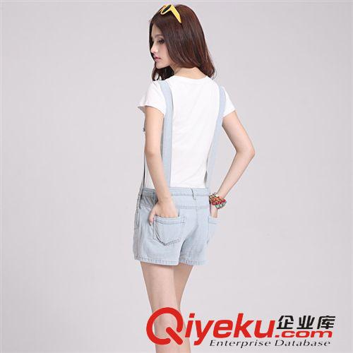 夏季{zx1}牛仔系列 2015春夏新品女裝 復(fù)古時(shí)尚連體褲牛仔背帶褲短褲寬松大口袋原始圖片2