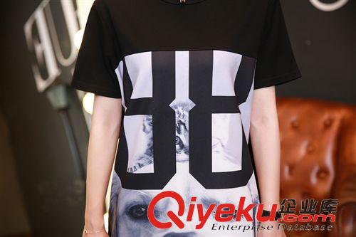 西西小可同款夏裝 西西小可同款2015夏季新品出街吸睛款 萌趣印花圓領短袖寬松T恤女