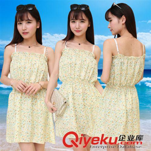 5月{zx1}優(yōu)惠區(qū)域 2015夏季新款女裝抹胸吊帶波西米亞花色松緊腰圍沙灘寬松連衣裙