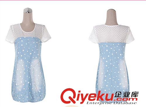 歐美直擊潮風(fēng)范 2015夏裝新款韓版女裝短袖牛仔連衣裙一件代發(fā)